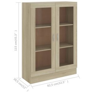 Dulap cu vitrină, stejar Sonoma, 82,5 x 30,5 x 115 cm, PAL - Img 7