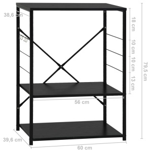 Dulap cuptor microunde, negru, 60 x 39,6 x 79,5 cm, PAL - Img 7