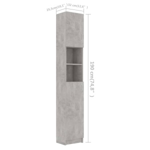 Dulap de baie, gri beton, 32 x 25,5 x 190 cm, PAL - Img 10