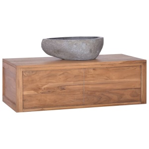Dulap de baie suspendat, 90 x 45 x 30 cm, lemn masiv de tec - Img 8