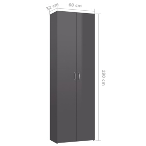 Dulap de birou, gri extralucios, 60x32x190 cm, PAL - Img 7