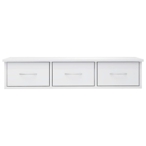Dulap de perete cu sertare, alb extralucios, 88x26x18,5 cm, PAL - Img 4