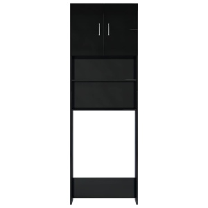 Dulap mașina de spălat, negru extralucios, 64x25,5x190 cm, PAL - Img 8