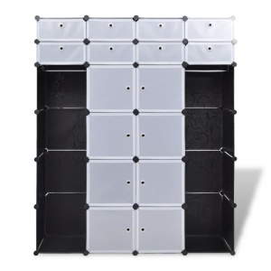 Dulap modular cu 18 compartimente alb și negru 37x146x180,5 cm - Img 5