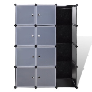Dulap modular cu 9 compartimente, 37x115x150 cm, negru și alb - Img 3