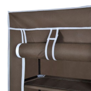 Dulap pantofi cu husă din material textil 57 x 29 x 162 cm, Maro - Img 7