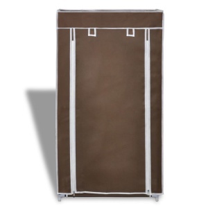 Dulap pantofi cu husă din material textil, 58 x 28 x 106 cm, Maro - Img 2