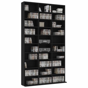 Dulap pentru CD-uri, negru, 102 x 23 x 177,5 cm, PAL - Img 3