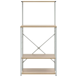 Dulap pentu cuptor microunde, alb &amp; stejar, 60x39,6x123 cm, PAL - Img 3