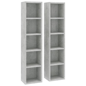 Dulapuri CD-uri, 2 buc., gri beton, 21 x 16 x 93,5 cm, PAL - Img 4