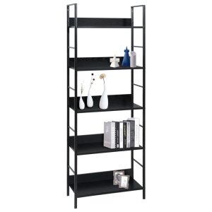 Etajeră cărți cu 5 rafturi, negru, 60 x 27,6 x 158,5 cm, PAL - Img 2