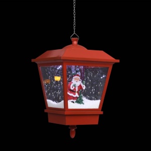 Felinar suspendat cu LED și Moș Crăciun, roșu, 27x27x45 cm - Img 3