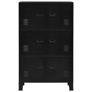 Fișet cu 6 uși, negru, 75 x 40 x 120 cm, oțel, industrial - Img 3