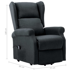 Fotoliu cu ridicare pe verticală, gri inchis, material textil - Img 9