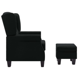 Fotoliu cu taburet pentru picioare, negru, material textil - Img 8