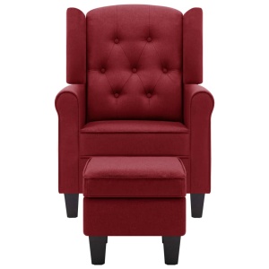 Fotoliu cu taburet, roșu vin, material textil - Img 4