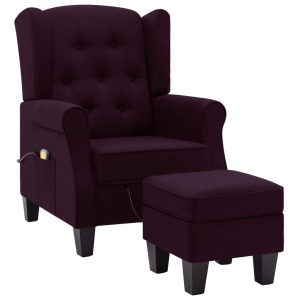 Fotoliu de masaj cu taburet, violet, material textil - Img 2