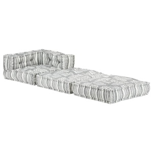 Fotoliu puf modular, gri cu dungi, material textil - Img 3