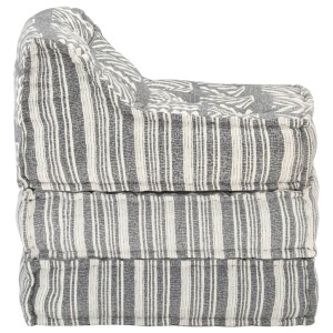 Fotoliu puf modular, gri cu dungi, material textil - Img 2