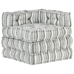 Fotoliu puf modular, gri cu dungi, material textil - Img 5
