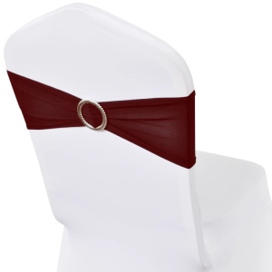 Funde elastice decorative scaun cu cataramă de diamant, 25 buc, bordo - Img 5