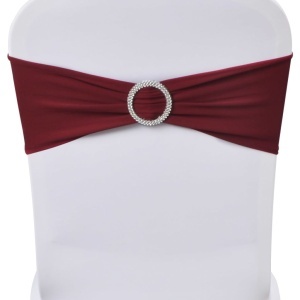 Funde elastice decorative scaun cu cataramă de diamant, 25 buc, bordo - Img 3