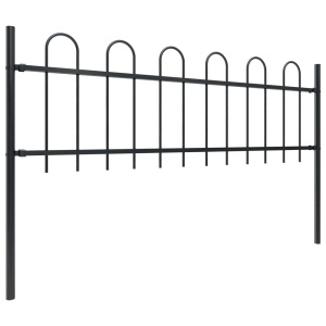 Gard de grădină cu vârf curbat, negru, 1,7 x 0,6 m, oțel - Img 2
