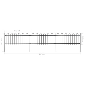 Gard de grădină cu vârf curbat, negru, 5,1 x 0,8 m, oțel - Img 5