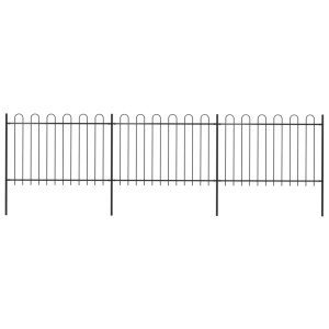 Gard de grădină cu vârf curbat, negru, 5,1 x 1,2 m, oțel