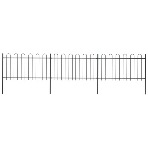 Gard de grădină cu vârf curbat, negru, 5,1 x 1 m, oțel