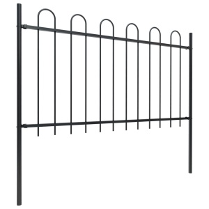 Gard de grădină cu vârf curbat, negru, 6,8 x 1 m, oțel - Img 2