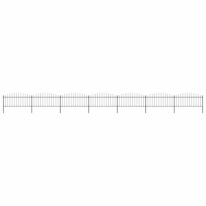 Gard de grădină cu vârf suliță, negru, (0,5-0,75) x 11,9 m oțel