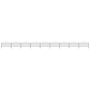 Gard de grădină cu vârf suliță, negru, (0,75-1)x15,3 m, oțel