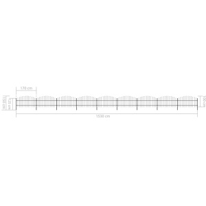 Gard de grădină cu vârf suliță, negru, (0,75-1)x15,3 m, oțel - Img 5