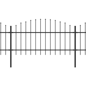Gard de grădină cu vârf suliță, negru, (1-1,25) x 5,1 m, oțel - Img 2