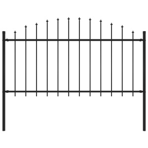 Gard de grădină cu vârf suliță, negru, (1,25-1,5) x 1,7 m, oțel