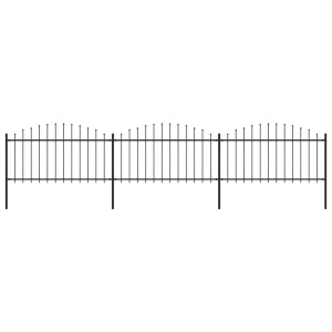 Gard de grădină cu vârf suliță, negru, (1,25-1,5)x5,1 m oțel