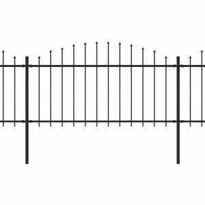 Gard de grădină cu vârf suliță, negru, (1,25-1,5)x8,5 m oțel - Img 2