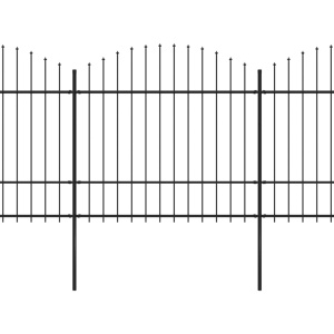 Gard de grădină cu vârf suliță, negru, (1,5-1,75)x11,9 m oțel - Img 2