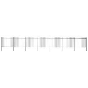 Gard de grădină cu vârf suliță, negru, 11,9 x 1,5 m, oțel