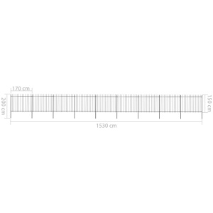 Gard de grădină cu vârf suliță, negru, 15,3 x 1,5 m, oțel - Img 5