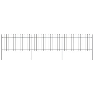Gard de grădină cu vârf suliță, negru, 5,1 x 1 m, oțel