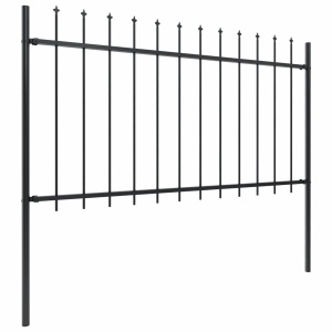 Gard de grădină cu vârf suliță, negru, 6,8 x 1 m, oțel - Img 2