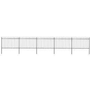 Gard de grădină cu vârf suliță, negru, 8,5 x 1,2 m, oțel