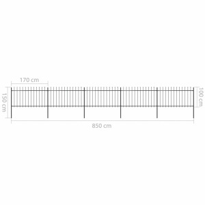 Gard de grădină cu vârf suliță, negru, 8,5 x 1 m, oțel - Img 5
