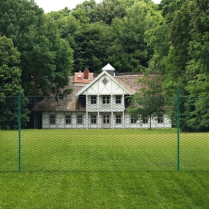 Gard din plasă de sârmă cu stâlpi, verde, 25 x 1,5 m, oțel - Img 2