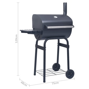 Grătar barbecue cu cărbuni, afumătoare și raft inferior, negru - Img 10