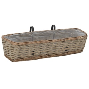 Jardinieră de balcon, 2 buc., 60 cm, răchită cu căptușeală PE - Img 2