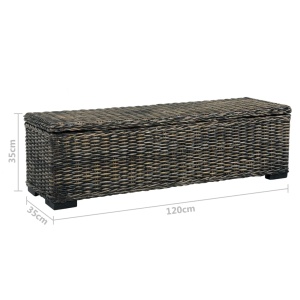 Ladă de depozitare, negru, 120 cm, ratan kubu și lemn de mango - Img 7