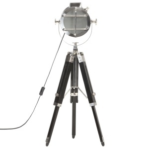 Lampă de podea cu trepied, 69 cm, negru, lemn masiv de mango - Img 8